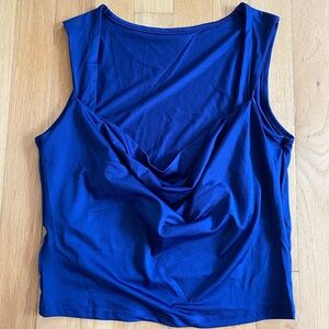 Trendy Blue Scoop Neck Top Medium
